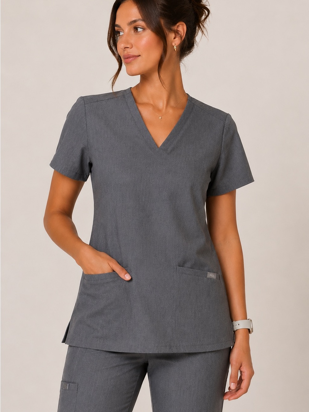 Figs Technical Collection Scrub Top XXS NWT Gray Medical Uniform